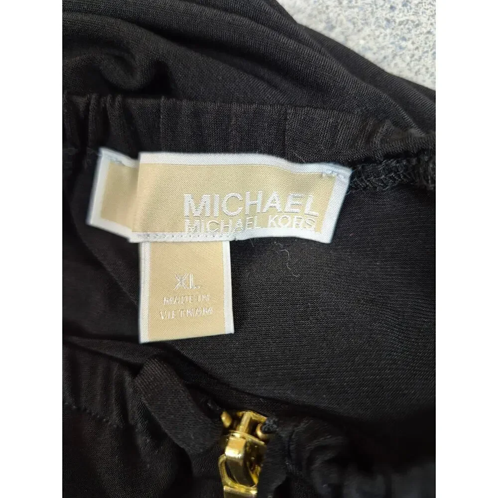 Michael Kors Sleeveless Black Dress Sz XL Gold Hardware & Zipper Swim Cover Up